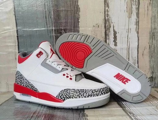 air jordan 3 (III) retro shoes women-white/red